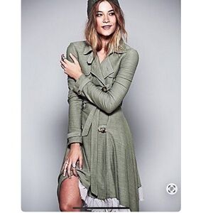 Free People Ruffle Trim Trench Coat